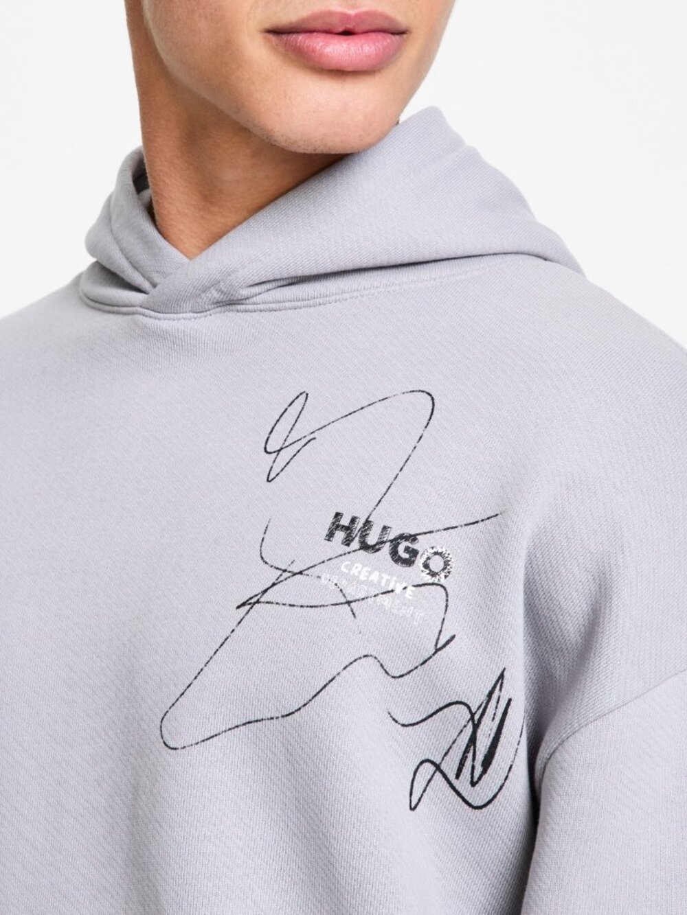 Hugo Boss Men's Nedimo Relaxed Fit Long Sleeve Logo Hoodie - Open Grey NWT - Picture 4 of 6